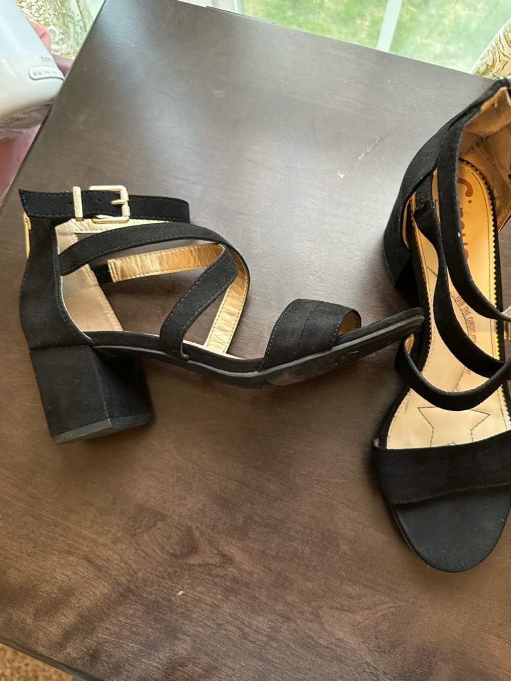 Sam Edelman Black Suede Strappy Block Heel Sandals